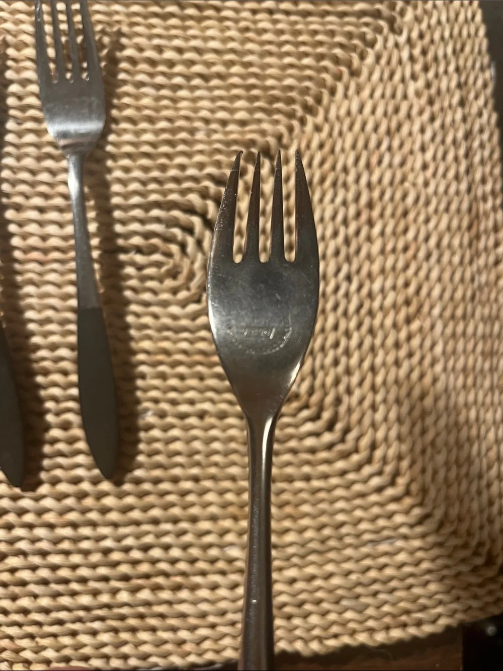 MCM Epic Forged Stainless Steel Large Forks with Black Handles - Set of 4 Vtg